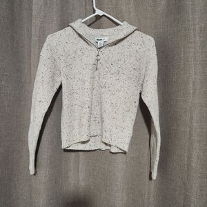 William Rast Cream Speckled Half-Zip Hooded Sweater
